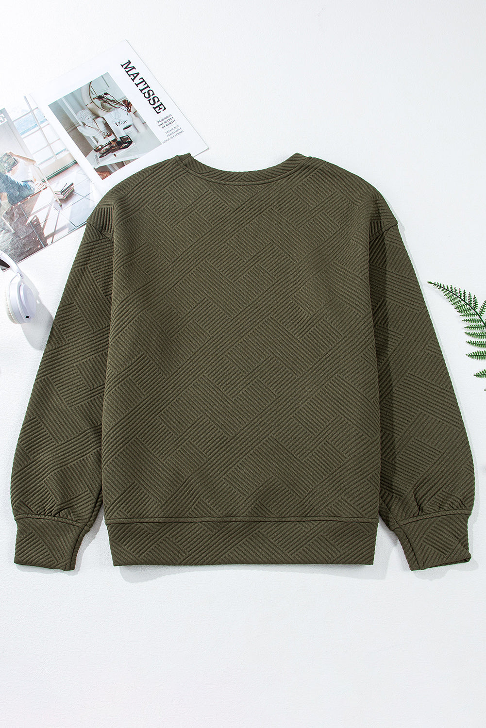Coffee Textured Drop Shoulder Pocket Sweatshirt featuring boutique-style details and relaxed everyday fit