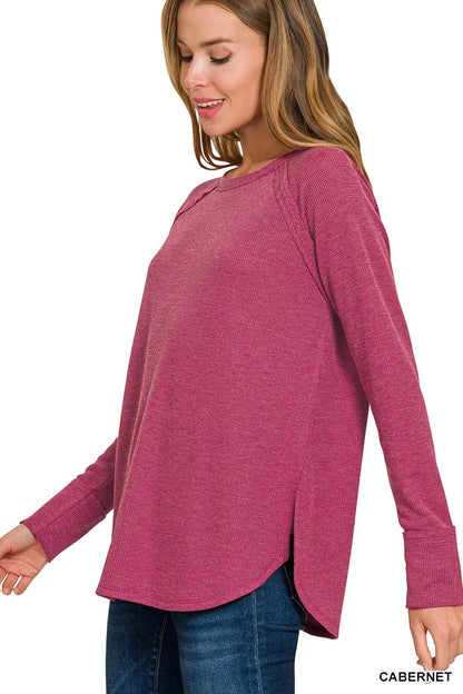 Zenana Baby Waffle Long Sleeve Top boutique fashion apparel with stylish details and comfortable fit
