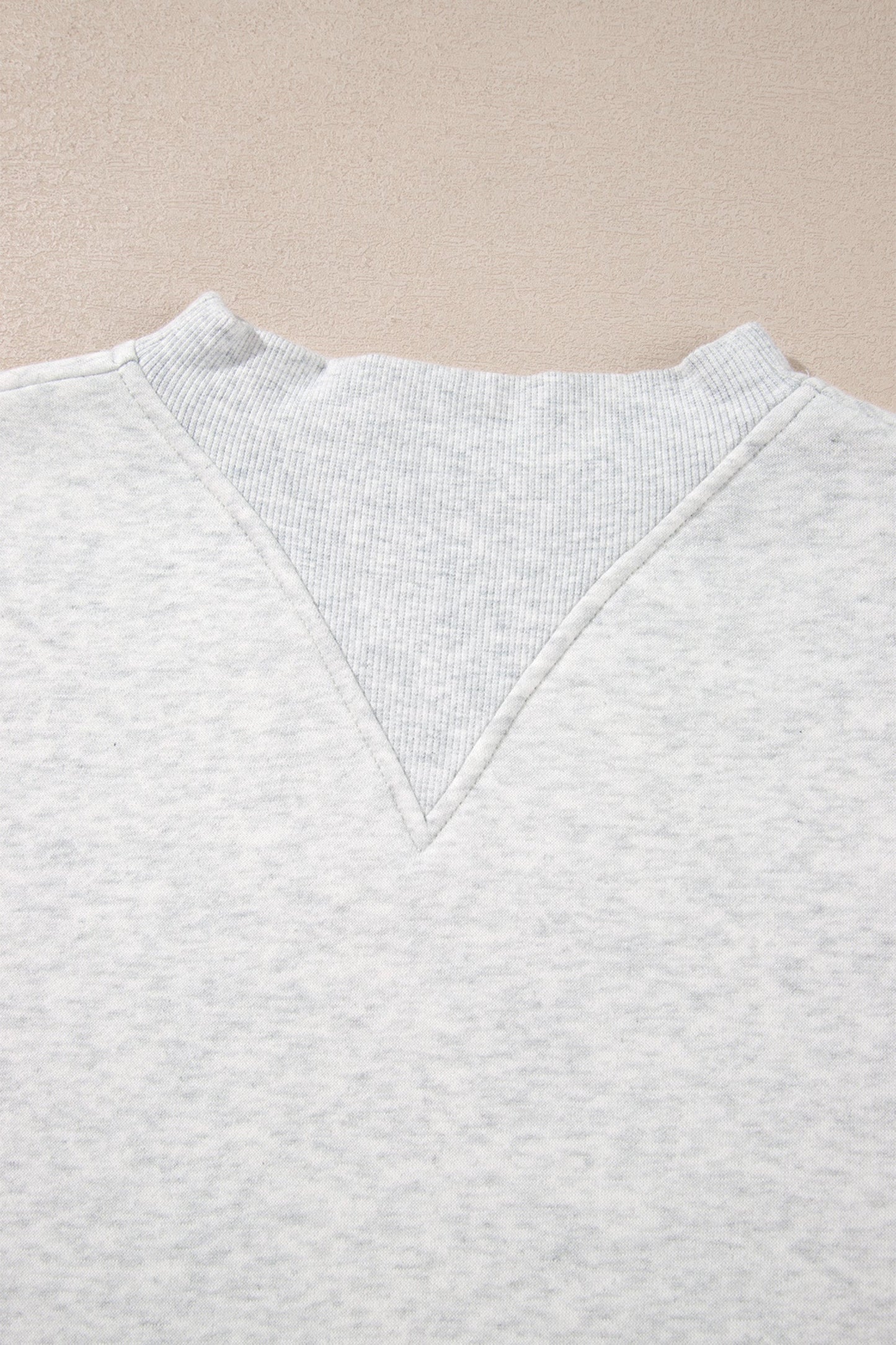 Light Gray Solid Fleece Lined Mock Neck Ribbed Trim Sweatshirt with fleece-lined comfort and mock neck women's boutique fashion