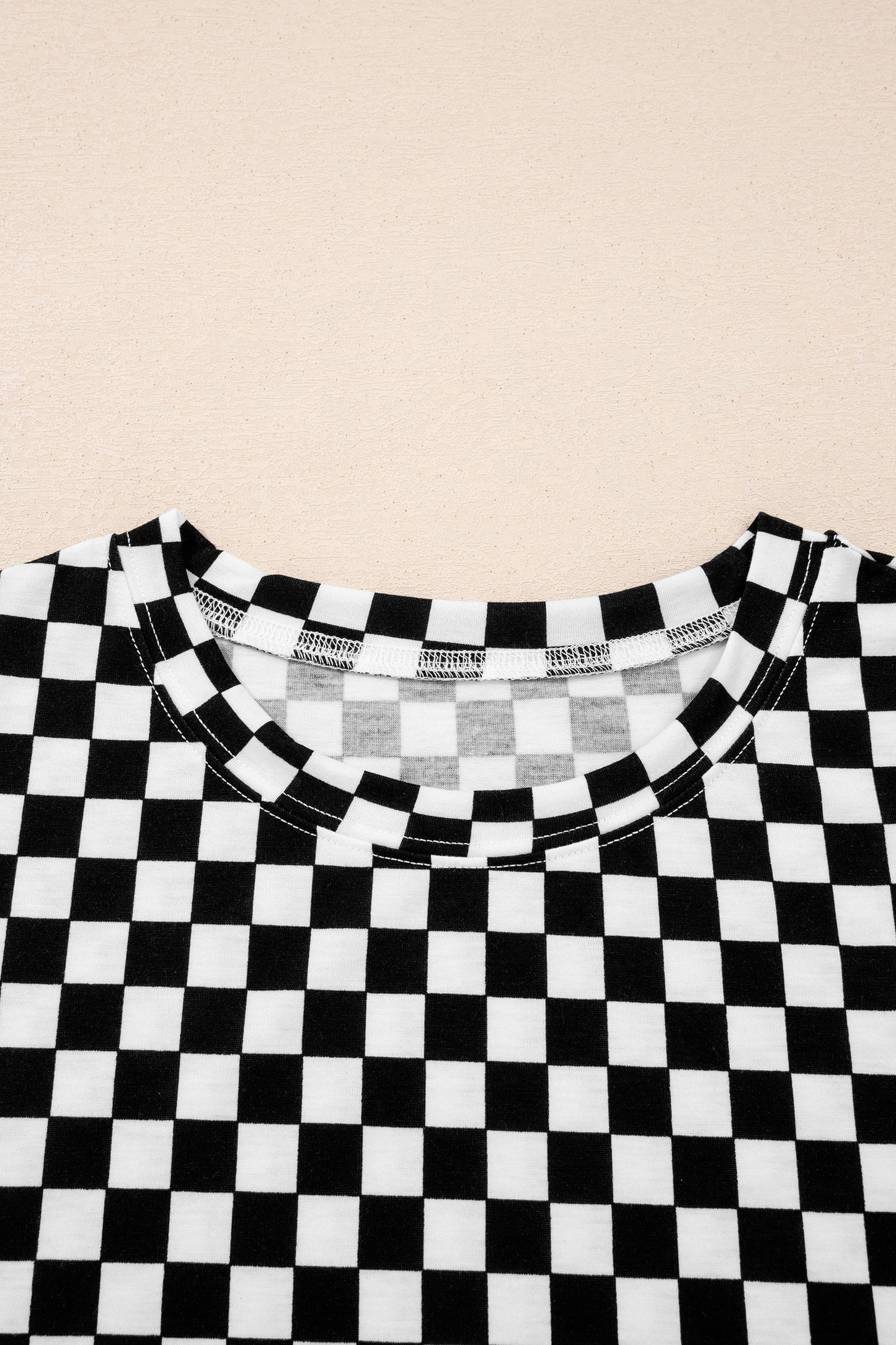 black checker short sleeve tee and pants lounge set for women