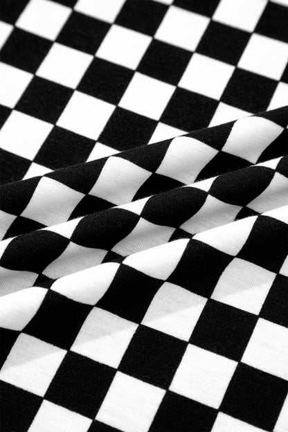 black checker short sleeve tee and pants lounge set for women