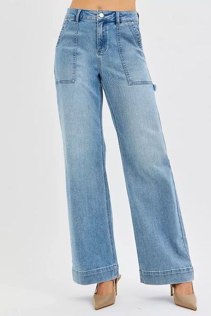 Risen High-Rise Straight Leg Jeans