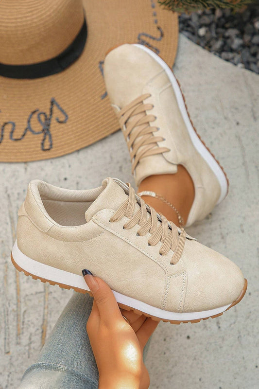 Beige Wren Suede Lace Up Sneakers boutique fashion piece with stylish details and comfortable everyday wear
