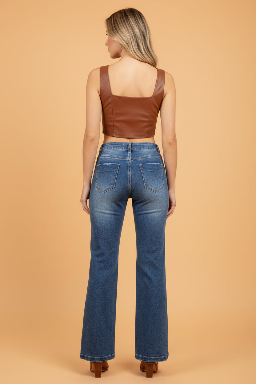 Acid Washed Straight Leg Full Length Jeans Pretty Bash women's boutique bottoms from Mollie Mae Boutique