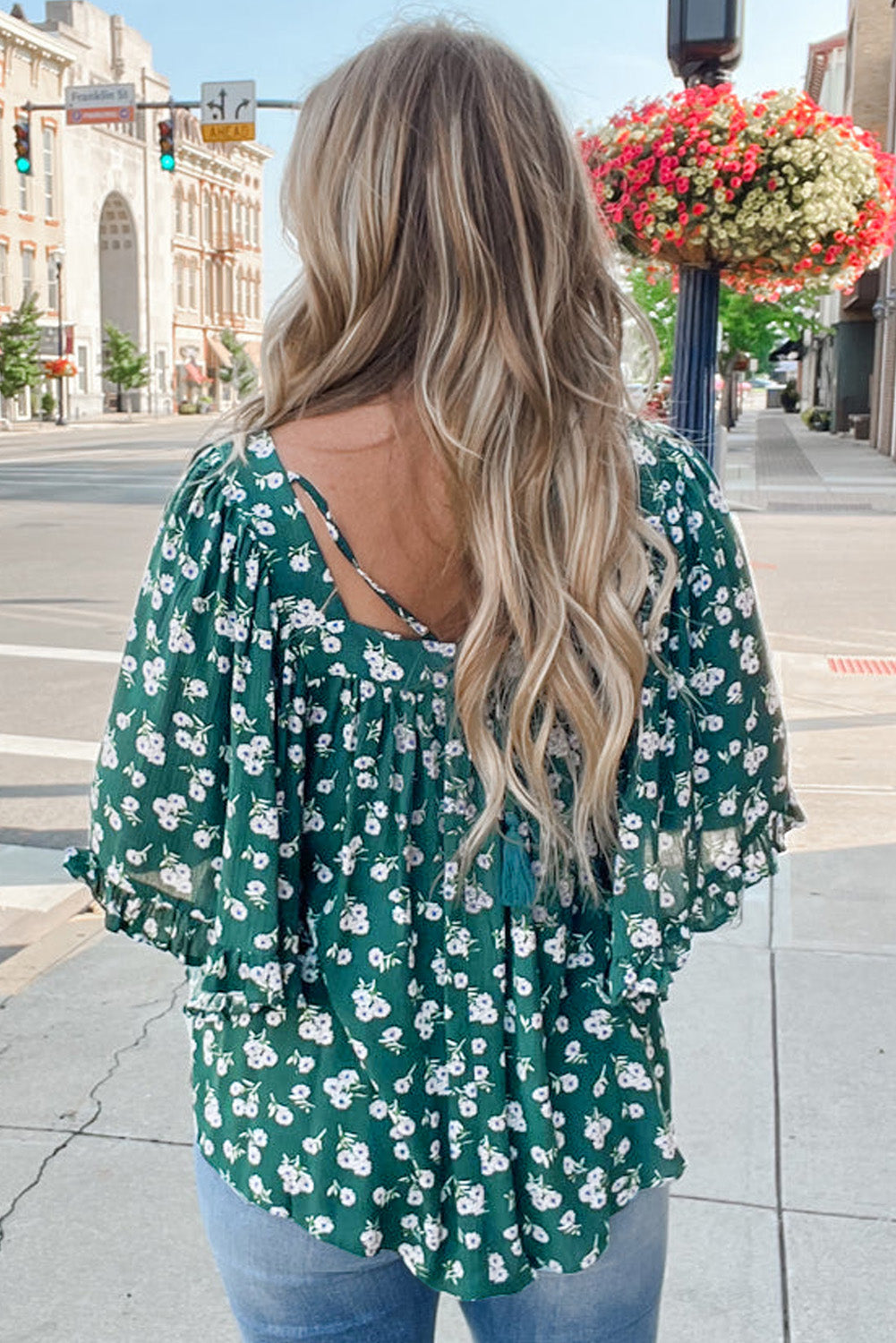 Adelynn Square Ruffled Trim PLUS Blouse boutique clothing from Mollie Mae Boutique