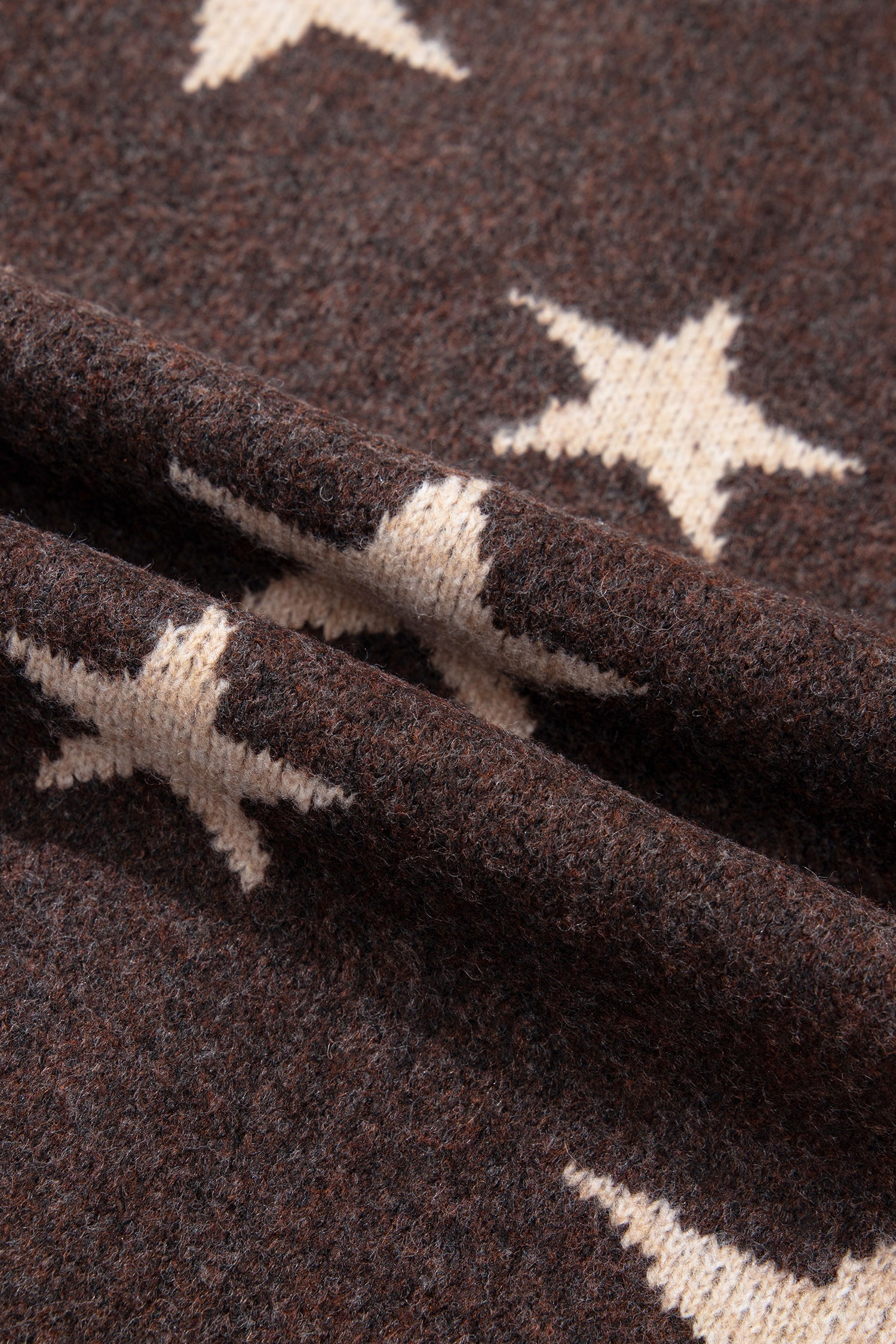 Brown Star Stripe Trim Long Sleeve Open Front Cardigan women's boutique fashion