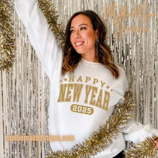 Happy New Year 2025 - Gold Varsity Letters