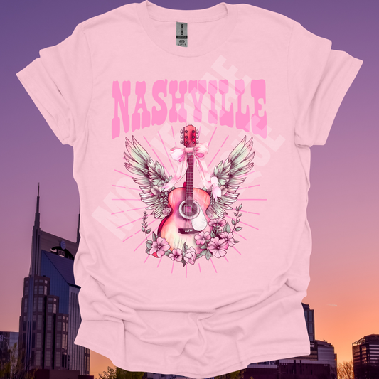 Nashville Pink Angel Wing Guitar