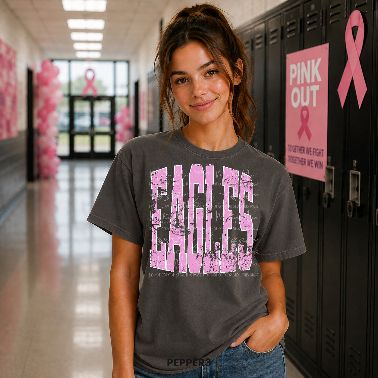 Pink Out Distressed Team Spirit Graphic Tee – Choose Your Team