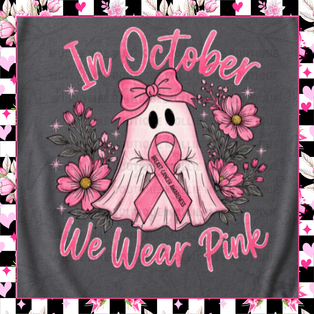 In October We Wear Pink Ghostie Graphic Tee