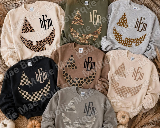Oversized Pumpkin Face WITH Monogram - Pre-order Sweatshirt