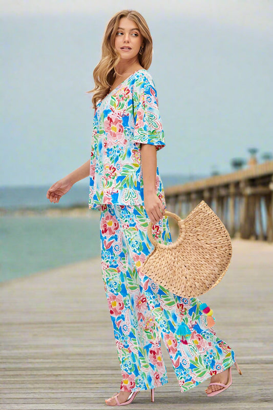 Dear Scarlett Cabana Set in Floral Royal
