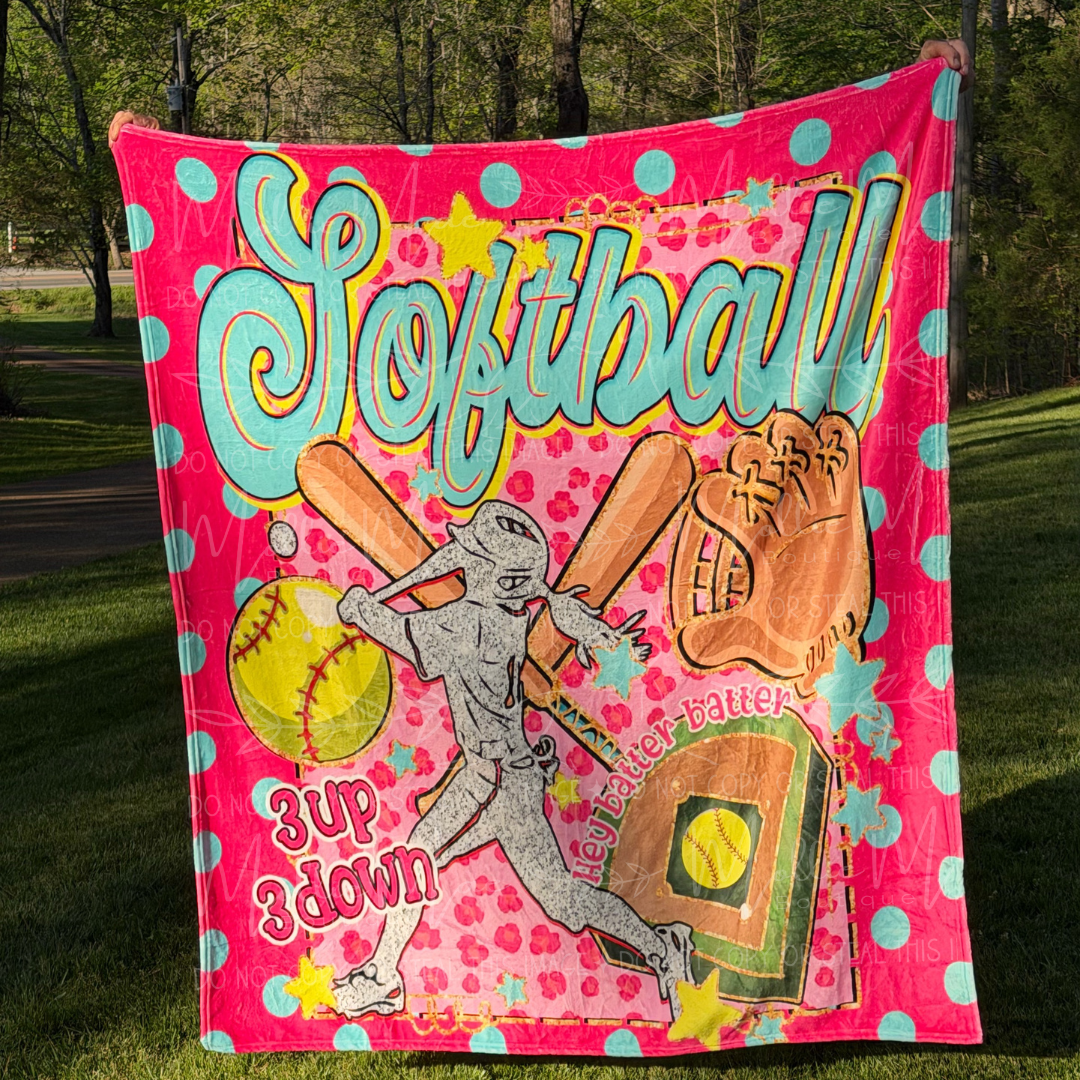 3 Up 3 Down Softball Cozy Keepsake Blanket