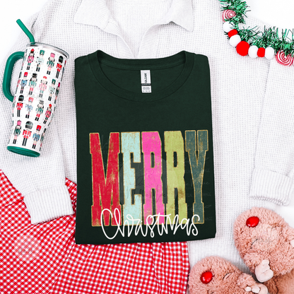 Varsity Merry Christmas Graphic Sweatshirt or Tee
