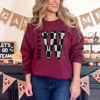 Warriors Checkered W Graphic Tee or Crewneck